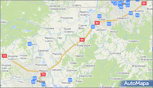 mapa Podgrodzie gmina Dębica, Podgrodzie gmina Dębica na mapie Targeo