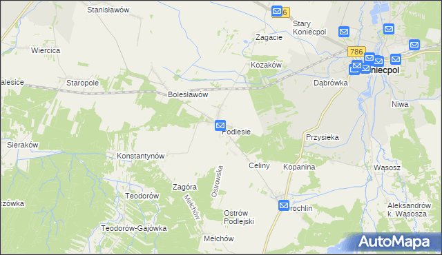 mapa Podlesie gmina Lelów, Podlesie gmina Lelów na mapie Targeo