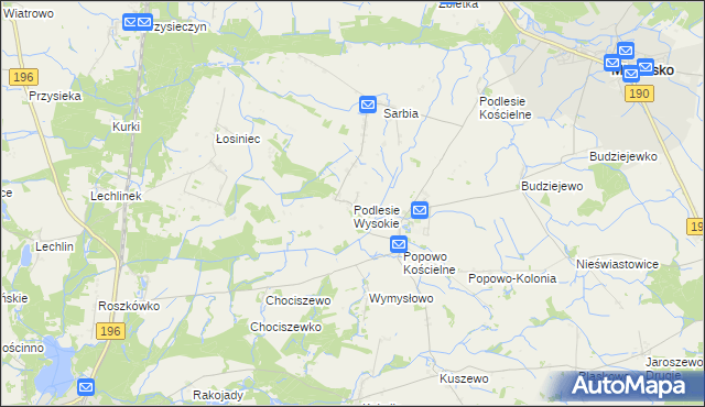 mapa Podlesie Wysokie, Podlesie Wysokie na mapie Targeo