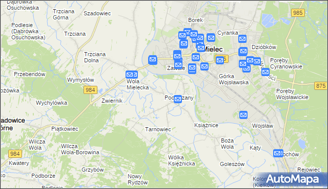 mapa Podleszany, Podleszany na mapie Targeo