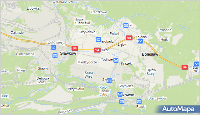 mapa Podlipie gmina Bolesław, Podlipie gmina Bolesław na mapie Targeo
