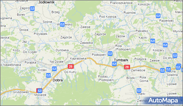 mapa Podłopień, Podłopień na mapie Targeo