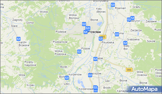 mapa Podole gmina Przecław, Podole gmina Przecław na mapie Targeo