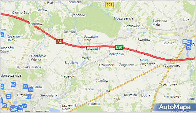 mapa Podole gmina Zgierz, Podole gmina Zgierz na mapie Targeo