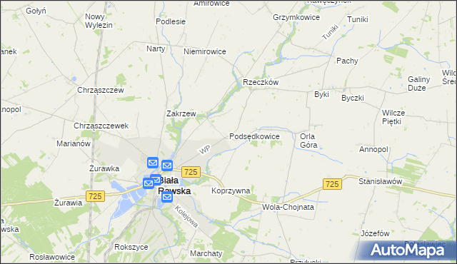 mapa Podsędkowice, Podsędkowice na mapie Targeo