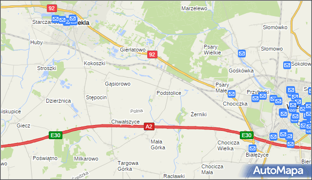 mapa Podstolice gmina Nekla, Podstolice gmina Nekla na mapie Targeo