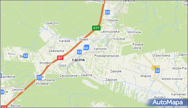 mapa Podzagnańszcze, Podzagnańszcze na mapie Targeo