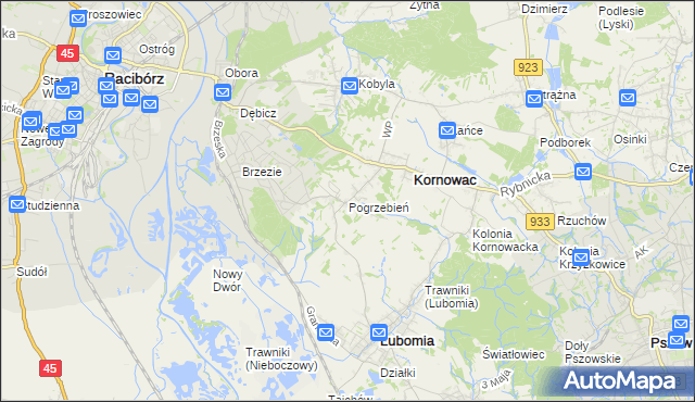 mapa Pogrzebień, Pogrzebień na mapie Targeo