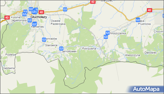 mapa Pokrzywna gmina Głuchołazy, Pokrzywna gmina Głuchołazy na mapie Targeo