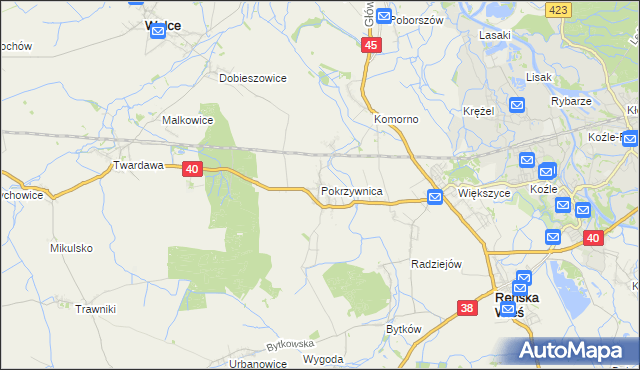 mapa Pokrzywnica gmina Reńska Wieś, Pokrzywnica gmina Reńska Wieś na mapie Targeo