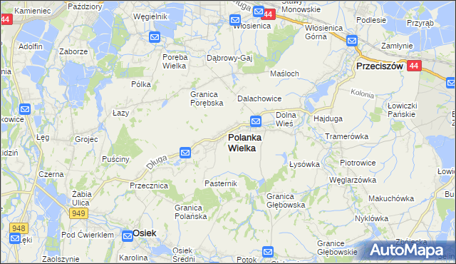 mapa Polanka Wielka, Polanka Wielka na mapie Targeo