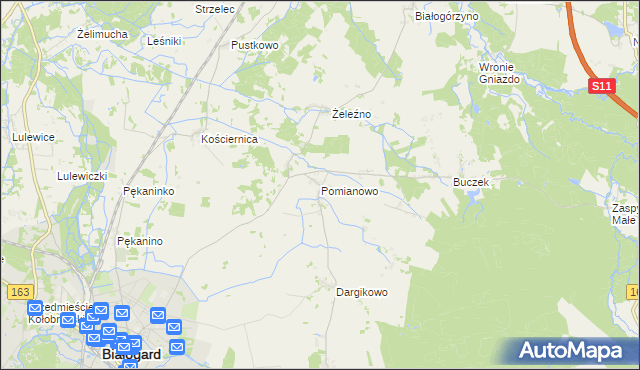 mapa Pomianowo gmina Białogard, Pomianowo gmina Białogard na mapie Targeo