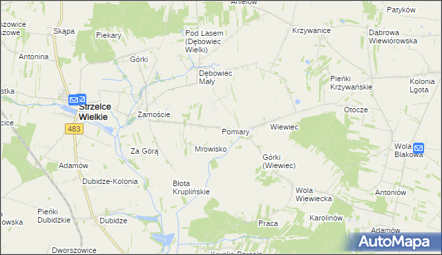 mapa Pomiary gmina Strzelce Wielkie, Pomiary gmina Strzelce Wielkie na mapie Targeo