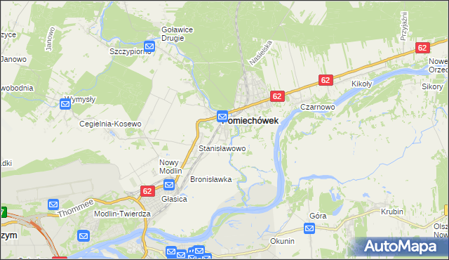mapa Pomiechowo, Pomiechowo na mapie Targeo