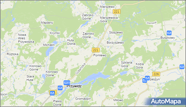 mapa Pomlewo, Pomlewo na mapie Targeo