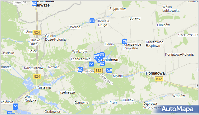 mapa Poniatowa powiat opolski, Poniatowa powiat opolski na mapie Targeo