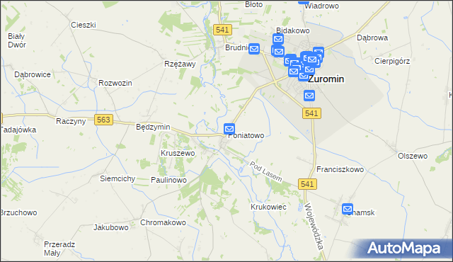 mapa Poniatowo gmina Żuromin, Poniatowo gmina Żuromin na mapie Targeo