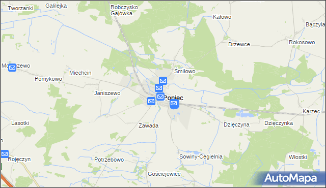 mapa Poniec, Poniec na mapie Targeo