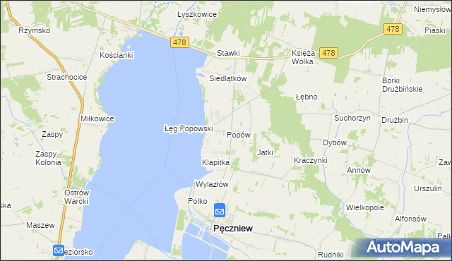 mapa Popów gmina Pęczniew, Popów gmina Pęczniew na mapie Targeo