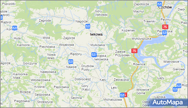 mapa Porąbka Iwkowska, Porąbka Iwkowska na mapie Targeo