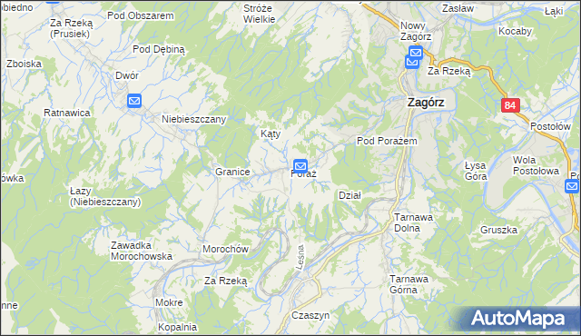 mapa Poraż, Poraż na mapie Targeo