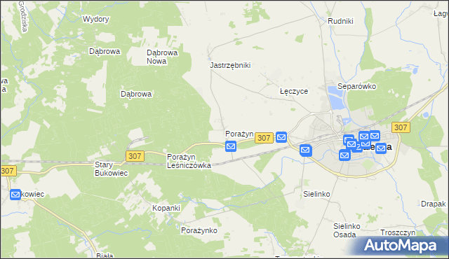 mapa Porażyn, Porażyn na mapie Targeo