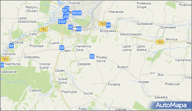 mapa Poręba Górna, Poręba Górna na mapie Targeo