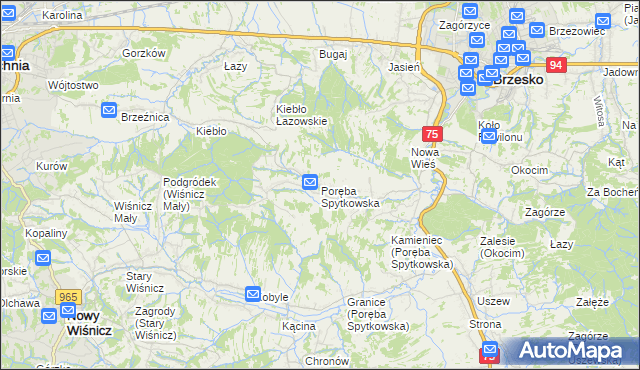 mapa Poręba Spytkowska, Poręba Spytkowska na mapie Targeo