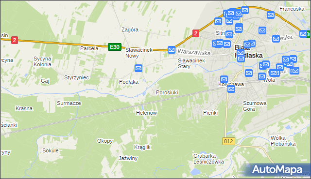 mapa Porosiuki, Porosiuki na mapie Targeo