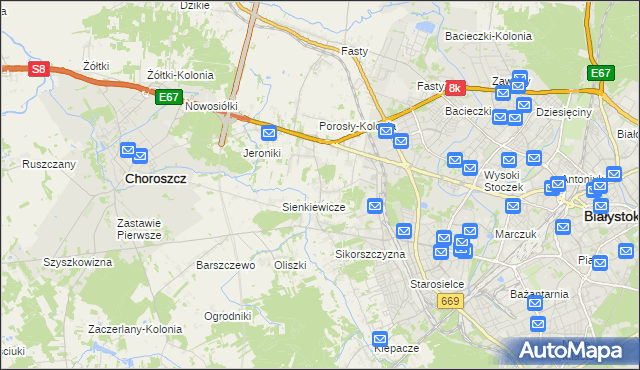mapa Porosły, Porosły na mapie Targeo