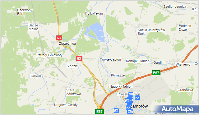 mapa Poryte-Jabłoń, Poryte-Jabłoń na mapie Targeo