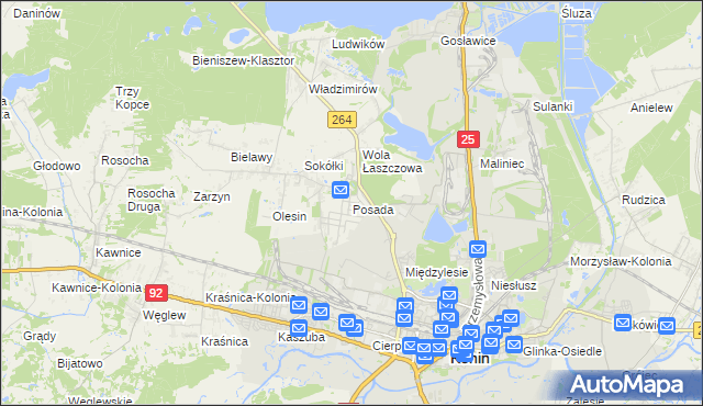 mapa Posada gmina Kazimierz Biskupi, Posada gmina Kazimierz Biskupi na mapie Targeo