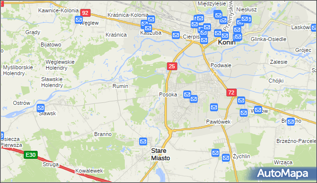 mapa Posoka gmina Stare Miasto, Posoka gmina Stare Miasto na mapie Targeo