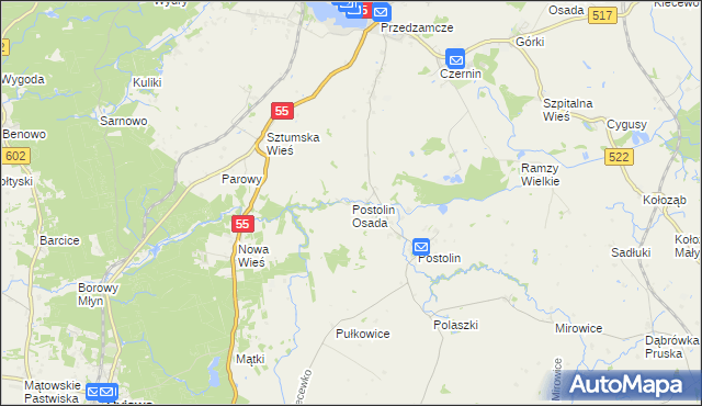 mapa Postolin Osada, Postolin Osada na mapie Targeo