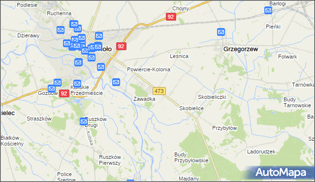 mapa Powiercie, Powiercie na mapie Targeo