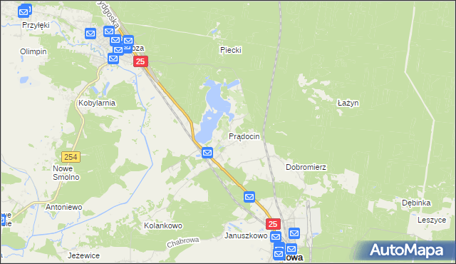 mapa Prądocin gmina Nowa Wieś Wielka, Prądocin gmina Nowa Wieś Wielka na mapie Targeo