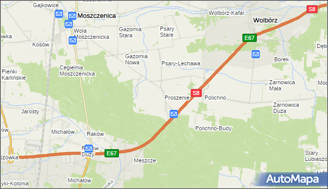 mapa Proszenie, Proszenie na mapie Targeo