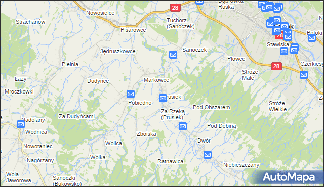 mapa Prusiek, Prusiek na mapie Targeo