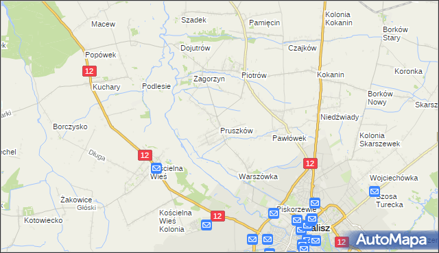 mapa Pruszków gmina Blizanów, Pruszków gmina Blizanów na mapie Targeo