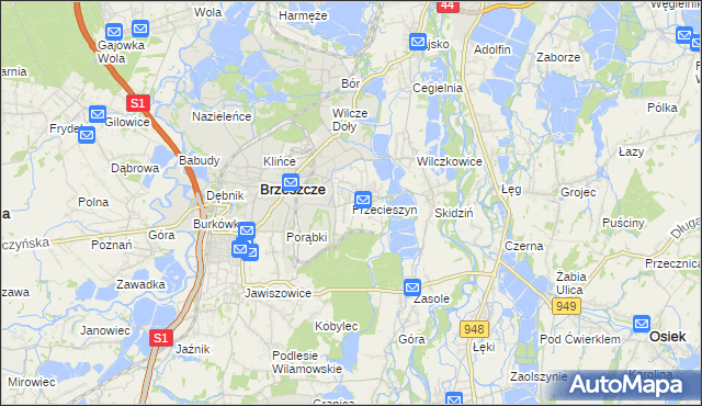 mapa Przecieszyn, Przecieszyn na mapie Targeo