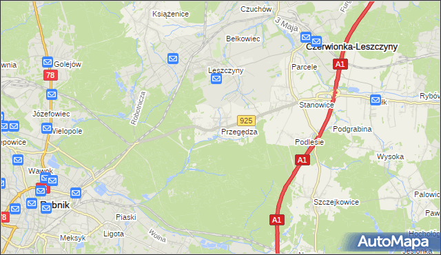 mapa Przegędza, Przegędza na mapie Targeo