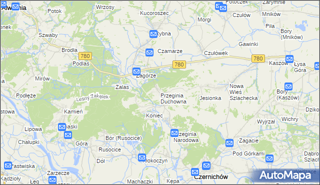 mapa Przeginia Duchowna, Przeginia Duchowna na mapie Targeo