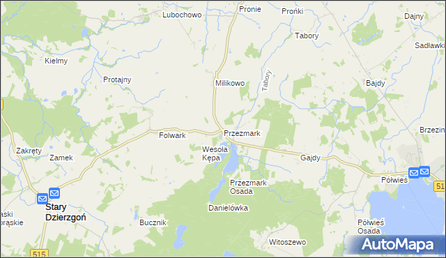 mapa Przezmark gmina Stary Dzierzgoń, Przezmark gmina Stary Dzierzgoń na mapie Targeo