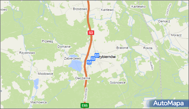 mapa Przybiernów, Przybiernów na mapie Targeo