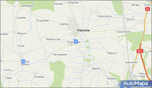 mapa Przybysławice gmina Raszków, Przybysławice gmina Raszków na mapie Targeo