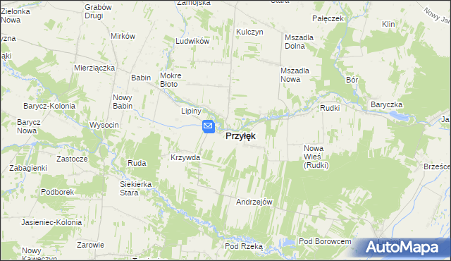 mapa Przyłęk powiat zwoleński, Przyłęk powiat zwoleński na mapie Targeo