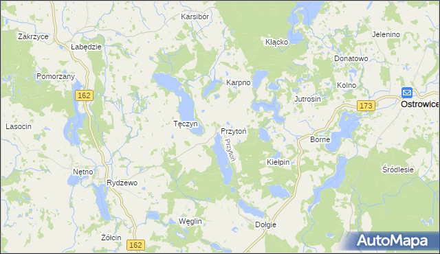 mapa Przytoń gmina Ostrowice, Przytoń gmina Ostrowice na mapie Targeo