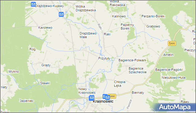 mapa Przytuły gmina Krasnosielc, Przytuły gmina Krasnosielc na mapie Targeo