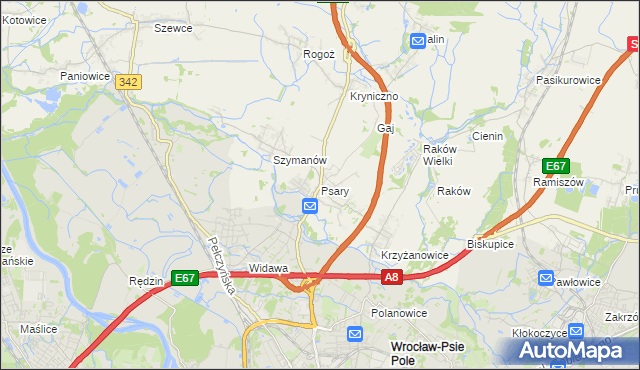 mapa Psary gmina Wisznia Mała, Psary gmina Wisznia Mała na mapie Targeo