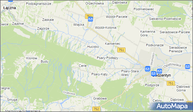 mapa Psary-Podłazy, Psary-Podłazy na mapie Targeo